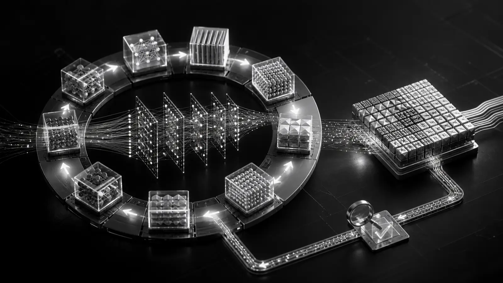 Transformer training loop converting adapted weights into a compact INT4 representation